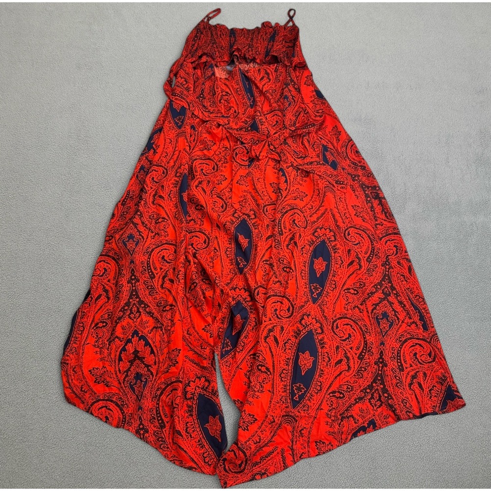 S.DEER Maxi Dress Womens 2XL Red Paisley Print Spaghetti Strap Flowy Summer